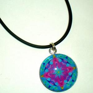 Glass Pendant Necklace - 1" Circle -..