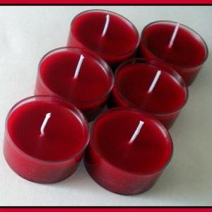 Tealight Candles - Set Of 6 - Cranberry