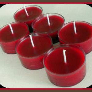 Tealight Candles - Set Of 6 - Cranberry