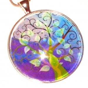 Glass Pendant Necklace - 1.5" Circle..