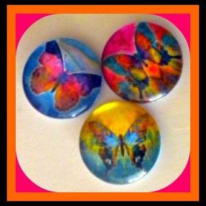 Magnets - Paintbox Butterflies - Set Of 3 --1 Inch..