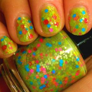 Neon Glitter Nail Polish - - Pokey Dotty - Custom..
