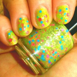 Neon Glitter Nail Polish - - Pokey Dotty - Custom..
