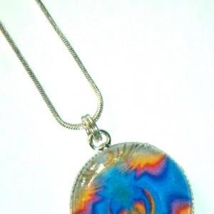 Glass Pendant Necklace - 1" Circle -..