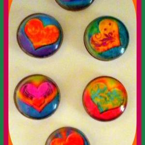 Magnets - Set Of 6 - Hearts - Heart Magnet - Love..