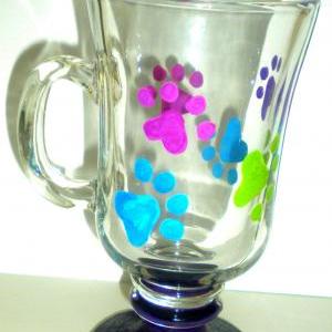 Irish Coffee Mug - Glass - Handpainted - Set Of 2..