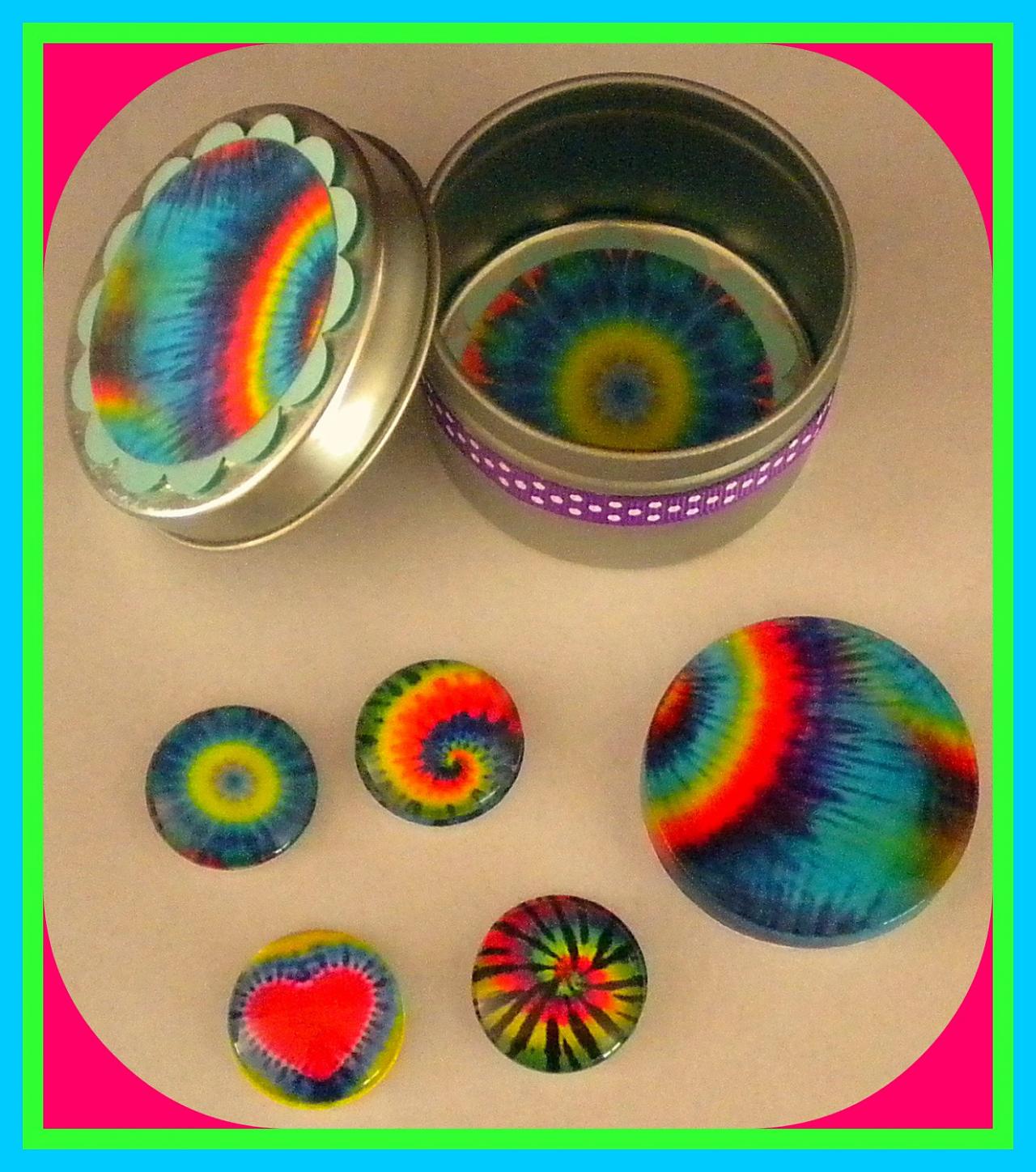 - Magnets - Tie Dye - Magnet Set In Gift Tin - 5 Magnets - Last One - Save 20%