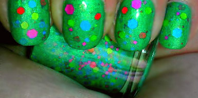 Glitter Nail Polish - Custom Blended - Nail Lacquer - Green Goddess - .5 Oz Full Sized Bottle