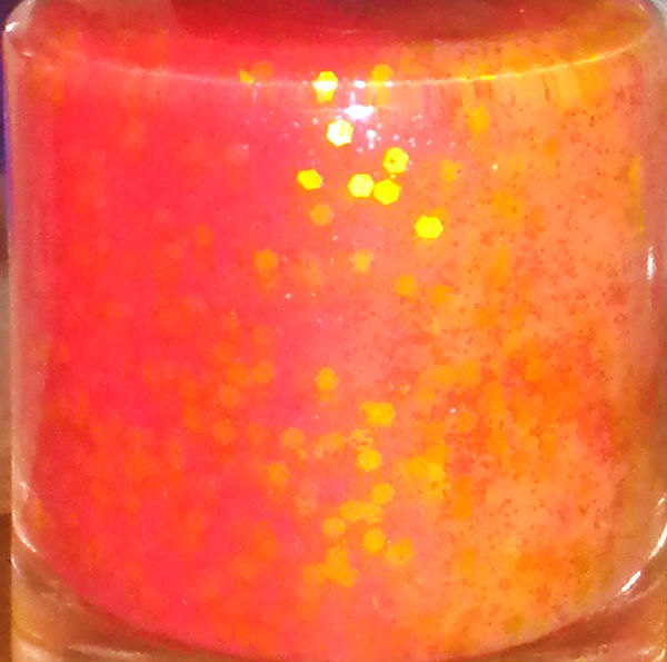 Color Changing Glitter Nail Polish-- Mood Nail Polish-strawberry Lemonade-red To Yellow-hand Blended Polish - 0.5 Oz Full Sized Bottle
