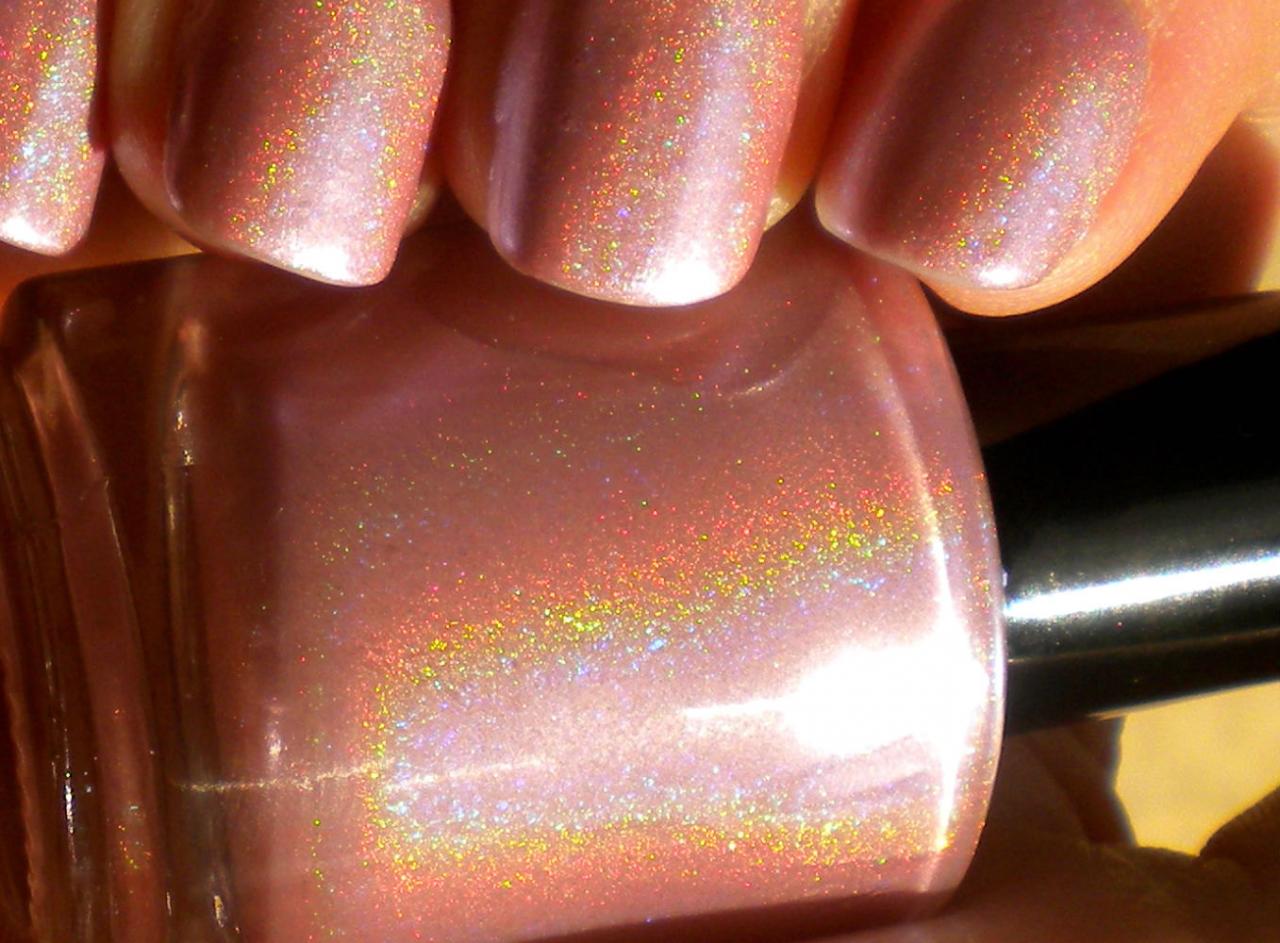 Pearl Pink Holographic Nail Polish - "desert Flower" - Hand Blended Nail Lacquer- Spectraflair - 0.5 Oz Full Sized Bottle