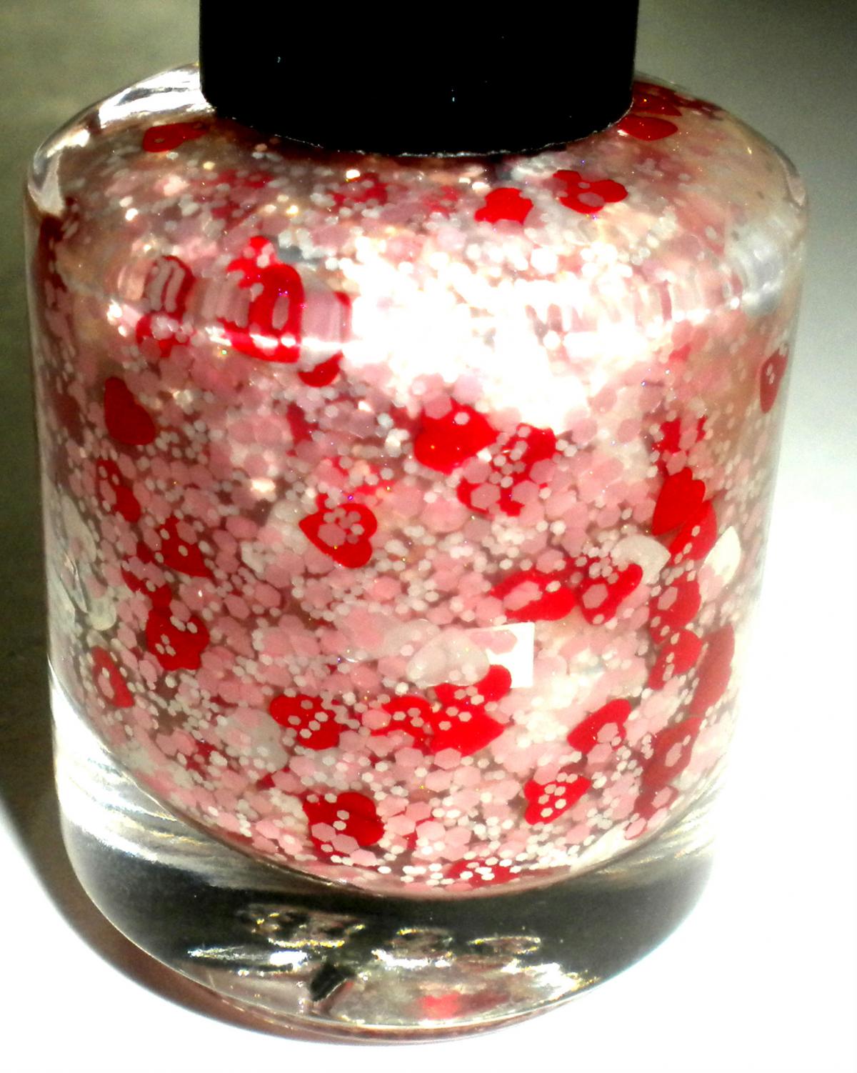 Nail Polish - Valentine's Day - Hearts - "hearts On Fire" - - Glitter Polish - 0.5 Oz Full Sized Bottle