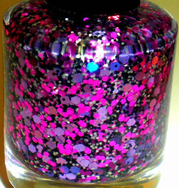 Glitter Nail Polish - "somewhere In Time" - Holographic - Pink - Purple - Black - White - 0.5 Oz Full Sized Bottle